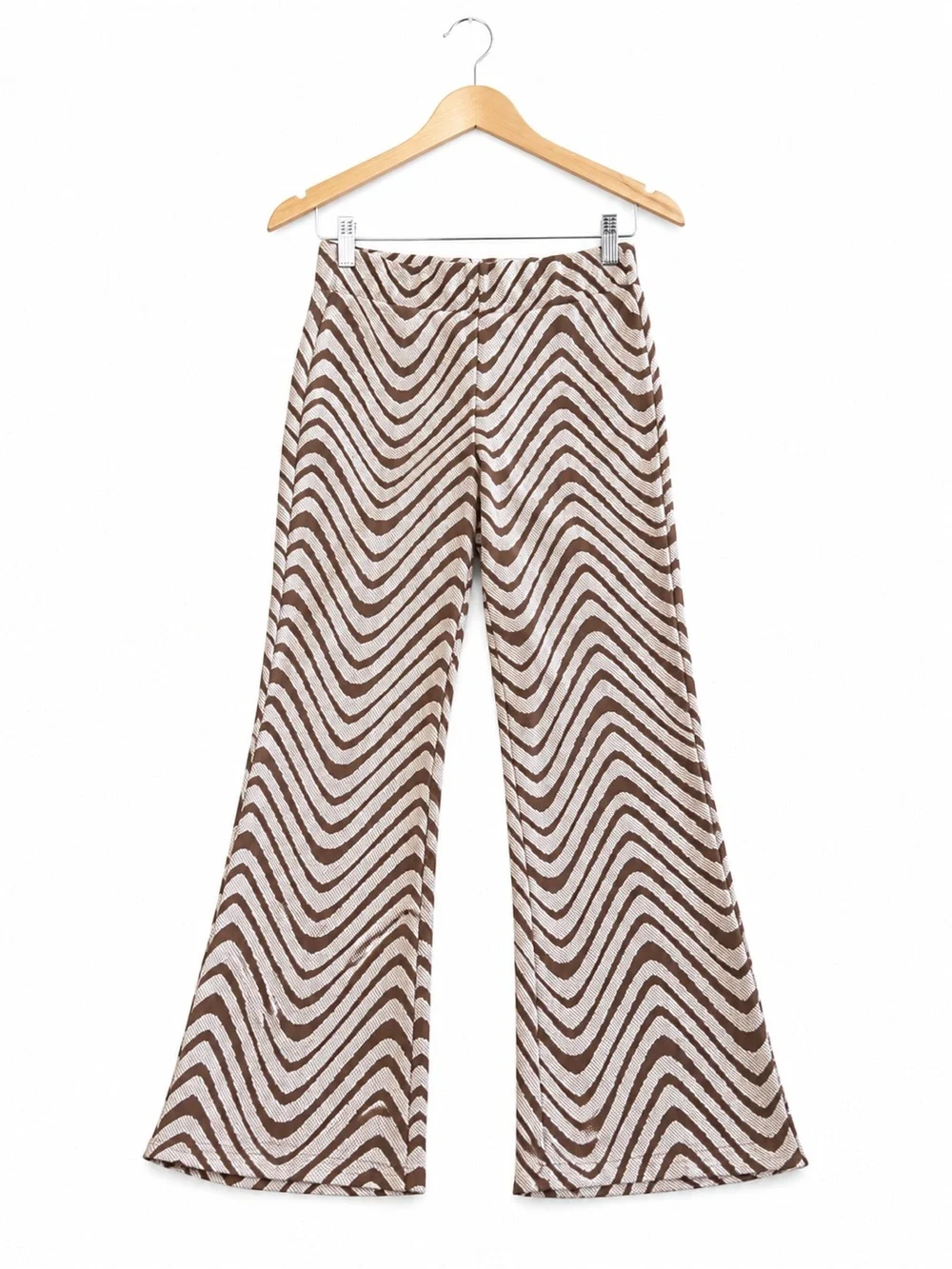 Urban Outfitters Brown Cream Chevron Wide Leg Knit Pants Size S